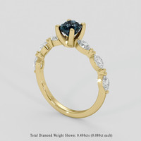 0.80 Ct. Greenish Blue Sapphire Ring, 14K Yellow Gold 2