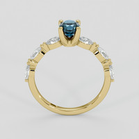 0.80 Ct. Greenish Blue Sapphire Ring, 14K Yellow Gold 3