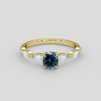 0.76 Ct. Greenish Blue Sapphire Ring, 14K Yellow Gold 1