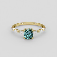 1.02 Ct. Bluish Green Sapphire Ring, 14K Yellow Gold 1