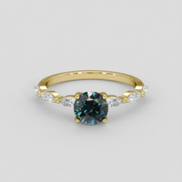 1.23 Ct. Bluish Green Sapphire Ring, 14K Yellow Gold 1