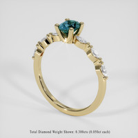 0.46 Ct. Bluish Green Sapphire Ring, 14K Yellow Gold 2