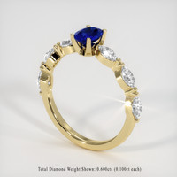 0.44 Ct. Blue Sapphire Ring, 14K Yellow Gold 2