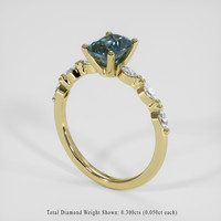 1.11 Ct. Greenish Blue Sapphire Ring, 14K Yellow Gold 2