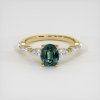 1.55 Ct. Bluish Green Sapphire Ring, 14K Yellow Gold 1
