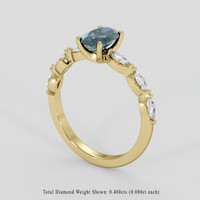 0.98 Ct. Bluish Green Sapphire Ring, 14K Yellow Gold 2