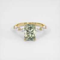 3.80 Ct. Yellowish Green Sapphire Ring, 14K Yellow Gold 1
