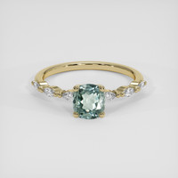 0.70 Ct. Bluish Green Sapphire Ring, 14K Yellow Gold 1