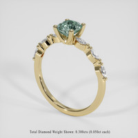 0.70 Ct. Bluish Green Sapphire Ring, 14K Yellow Gold 2