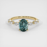 1.44 Ct. Greenish Blue Sapphire Ring, 14K Yellow Gold 1