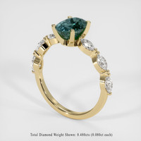 1.44 Ct. Greenish Blue Sapphire Ring, 14K Yellow Gold 2
