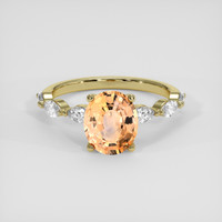 2.04 Ct. Peach Sapphire Ring, 14K Yellow Gold 1