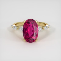 3.20 Ct. Pinkish Red Rubellite Tourmaline Ring, 18K Yellow Gold 1
