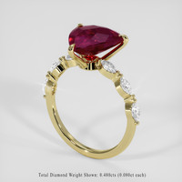 3.13 Ct. Pinkish Red Rubellite Tourmaline Ring, 18K Yellow Gold 2