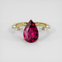 2.26 Ct. Pinkish Red Rubellite Tourmaline Ring, 18K Yellow Gold 1