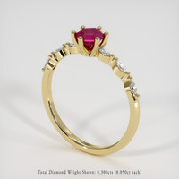 0.67 Ct. Ruby Ring, 18K Yellow Gold 2