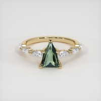1.09 Ct. Green Sapphire Ring, 18K Yellow Gold 1
