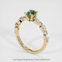 0.82 Ct. Bluish Green Sapphire Ring, 18K Yellow Gold 2