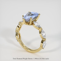 3.52 Ct. Blue Sapphire Ring, 18K Yellow Gold 2