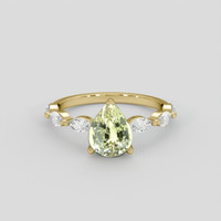 2.11 Ct. Yellowish Green Sapphire Ring, 18K Yellow Gold 1