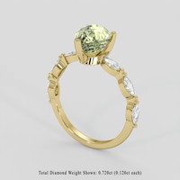 2.11 Ct. Yellowish Green Sapphire Ring, 18K Yellow Gold 2