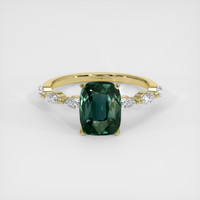 3.05 Ct. Bluish Green Sapphire Ring, 18K Yellow Gold 1