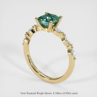 1.10 Ct. Bluish Green Sapphire Ring, 18K Yellow Gold 2