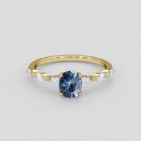 0.75 Ct. Blue Sapphire Ring, 18K Yellow Gold 1