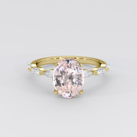 3.06 Ct. Peach Sapphire Ring, 18K Yellow Gold 1