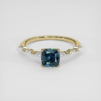 1.49 Ct. Greenish Blue Sapphire Ring, 18K Yellow Gold 1