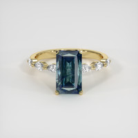 3.10 Ct. Greenish Blue Sapphire Ring, 18K Yellow Gold 1