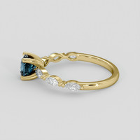 0.80 Ct. Greenish Blue Sapphire Ring, 18K Yellow Gold 4