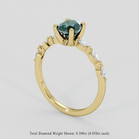 1.02 Ct. Bluish Green Sapphire Ring, 18K Yellow Gold 2