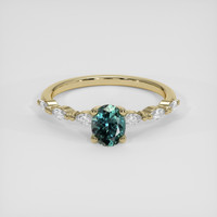 0.46 Ct. Bluish Green Sapphire Ring, 18K Yellow Gold 1