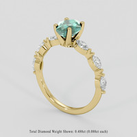 1.36 Ct. Bluish Green Sapphire Ring, 18K Yellow Gold 2