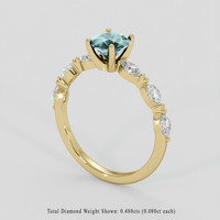 1.08 Ct. Bluish Green Sapphire Ring, 18K Yellow Gold 2