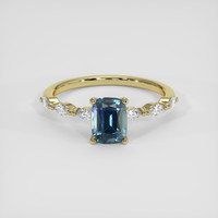 1.11 Ct. Greenish Blue Sapphire Ring, 18K Yellow Gold 1