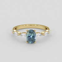0.98 Ct. Bluish Green Sapphire Ring, 18K Yellow Gold 1