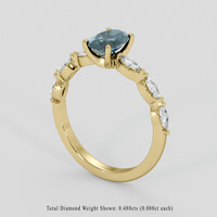 0.98 Ct. Bluish Green Sapphire Ring, 18K Yellow Gold 2