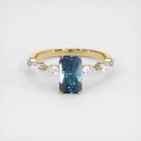 2.01 Ct. Greenish Blue Sapphire Ring, 18K Yellow Gold 1