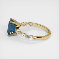 2.01 Ct. Greenish Blue Sapphire Ring, 18K Yellow Gold 4