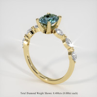 1.51 Ct. Greenish Blue Sapphire Ring, 18K Yellow Gold 2