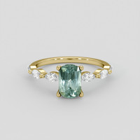 1.83 Ct. Bluish Green Sapphire Ring, 18K Yellow Gold 1