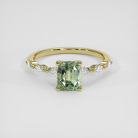 1.42 Ct. Yellowish Green Sapphire Ring, 18K Yellow Gold 1