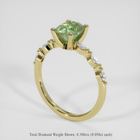 1.42 Ct. Yellowish Green Sapphire Ring, 18K Yellow Gold 2
