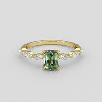 1.37 Ct. Green Sapphire Ring, 18K Yellow Gold 1