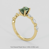 1.37 Ct. Green Sapphire Ring, 18K Yellow Gold 2