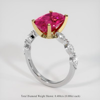 3.20 Ct. Pinkish Red Rubellite Tourmaline Ring, 18K Yellow & White 2