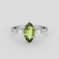 1.25 Ct. Green Sapphire Ring, Silver 1