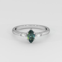 0.79 Ct. Bluish Green Sapphire Ring, 14K White Gold 1